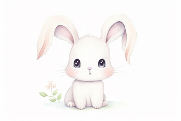 Rabbit, cute illustration , cartoon drawing, water color style, AI Generated