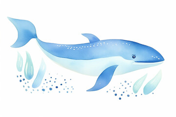 Whale, oceanic majesty , cartoon drawing, water color style, AI Generated