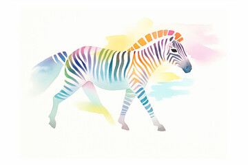 Fototapeta na wymiar Zebra, abstract stripes , cartoon drawing, water color style, AI Generated
