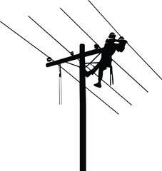Lineman Electrician, silhouette of Lineman Electrician - Electrician, lineman, Electric line worker Instant Download SVG, PNG, EPS, dxf, jpg digital download