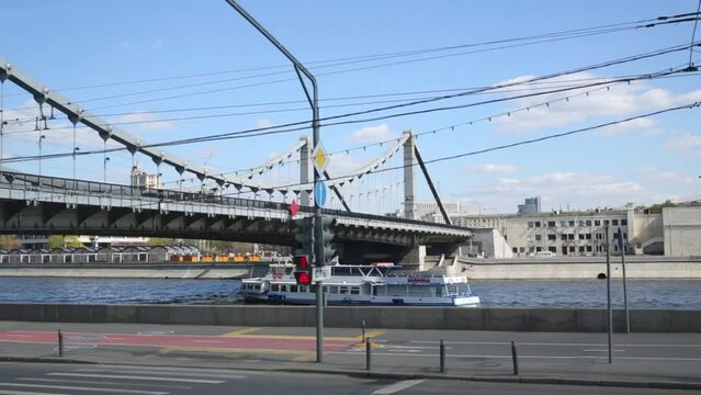 Frunzenskaya embankment and Krymsky bridge across Moscow River