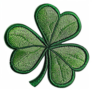 A green four leaf clover embroidered patch badge for st Patrick's day