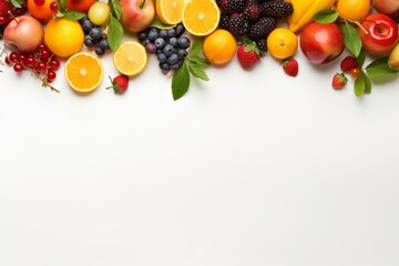 Naklejka na ściany i meble Set of bright juicy exotic fruits on a white isolated background for banner. Wallpaper