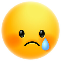 crying face emoticon. Tearful face emoji