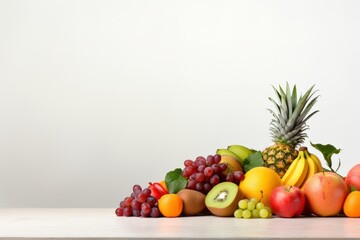 Set of bright juicy exotic fruits on a white isolated background for banner. Wallpaper