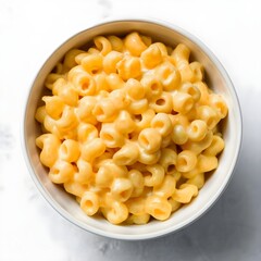 mac and cheese bowl, isolated, white background, vibrant