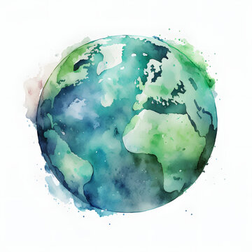 Earth planet globe watercolor illustration. environment concept clipart 