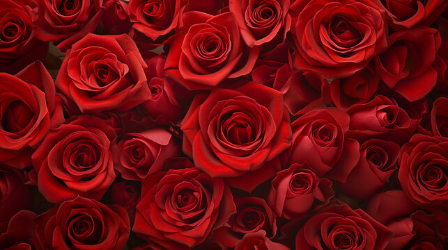 Red roses background, roses closeup