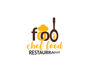 Chef food Restaurant logo with spoon and fork icon, modern concept of lines.