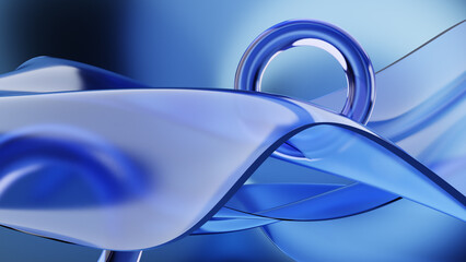 Abstract 3D Modern Wavy Blue Glass Background