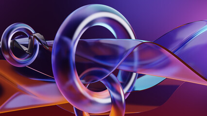 Abstract 3D Modern Wavy Glass With Torus Background