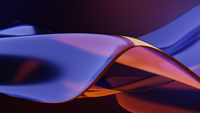 Abstract 3D Wavy Navy Orange Glass Background