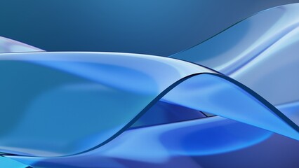 Abstract 3D Bright Wavy Blue Glass Background