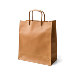 Brown gift shopping kraft paper bag isolated on transparent background