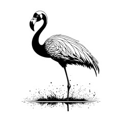 illustration of a flamingo in the water