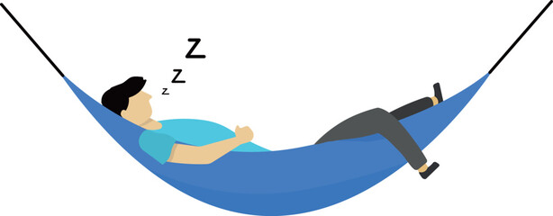 Fototapeta premium Man sleeping in hammock relaxing during vacation