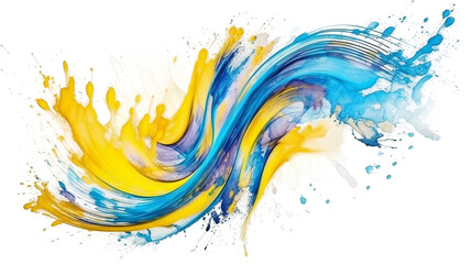 Splashes of blue and yellow paint, colors of national Ukrainian flag, symbol of freedom and independence