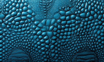 close-up of a blue texture, likely made of leather or crocodile skin