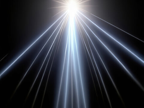 Top Center Light Effect Bright Sun with Beam with Long Blue Beams Photoshop Screen Overlay
