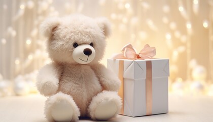 Adorable big teddy bear in pure white an enchanting children's toy for big girls with its cuddly presence and friendly expression displayed in stunning high definition