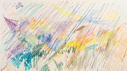 abstract colorful brush strokes on white paper, hand-drawn illustration. 