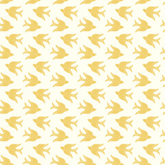 Hand drawn doodle decorative birds seamless texture, stylized folk birds silhouette seamless pattern