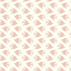 Hand drawn doodle decorative birds seamless texture, stylized folk birds silhouette seamless pattern