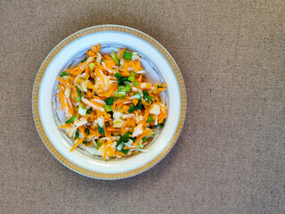 On winter days fresh salad in a bowl ready to eat