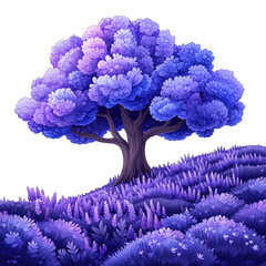 Lavender fields with tree