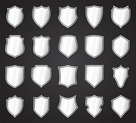 heraldry shield silver vector symbol logo set