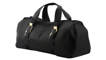Naklejka premium Black sport bag isolated on a transparent background.