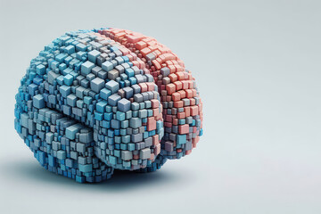 The human brain is made up of many cubic blocks. Space for text.