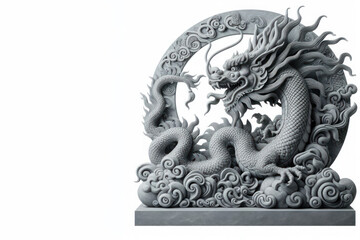 Chinese dragon on white background. Space for text.