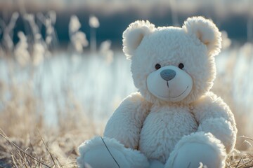 Big white teddy bear a charming children's toy for big girls with its soft fur and friendly expression inviting cuddles and companionship captured in high definition