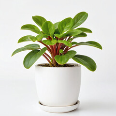 Illustration of potted Peperomia obtusifolia plant white flower pot Peperomia obtusifolia isolated white background indoor plants