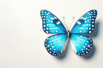 Butterfly on light background. Space for text.