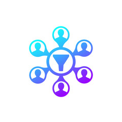 filtering users data icon on white