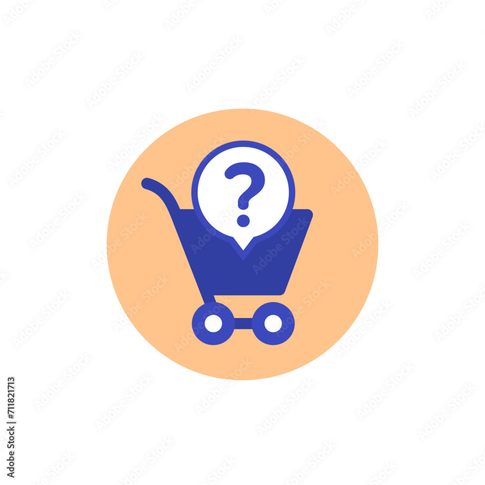 Wall mural shopping cart and question mark vector icon