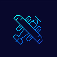 seaplane line icon on dark