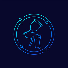 spray gun, paint sprayer line icon, vector