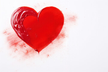 heart drawn with oil paints on canvas, minimalistic background, love concept, valentines