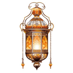 Radiant circles golden hanging lantern transparent on transparent background
