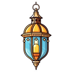 Vector illustrated golden lantern transparent isolated on transparent background
