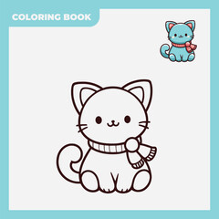 coloring book sketch illustration design for children, with sketches of cute and adorable cats