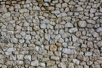Background of stone wall texture photo. Close-up of stone wall.