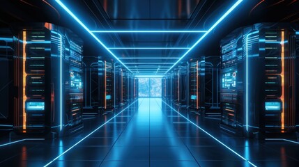 Fototapeta premium Futuristic IT Server Room