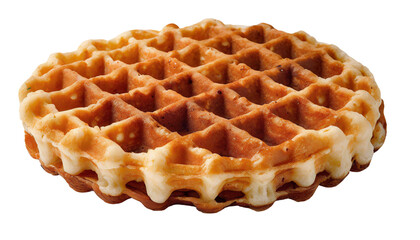Belgian waffles on a plate isolated on a transparent background.