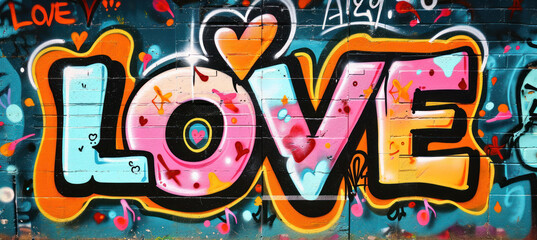 Colorful Street Art, Graffiti LOVE in a Dynamic Composition