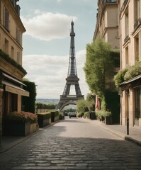 Effortless view of the Eiffel Tower within city confines.