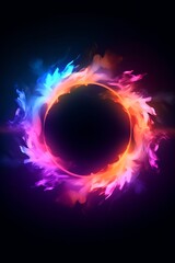 abstract fire circle of blue, purple, pink, and orange colors